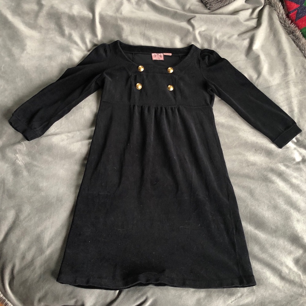 Velvet mini dress with gold buttons